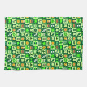 聖パトリックの日のアイコンのシームレスなパターン キッチンタオル (横)