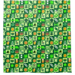 聖パトリックの日のアイコンのシームレスなパターン シャワーカーテン