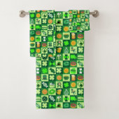 聖パトリックの日のアイコンのシームレスなパターン バスタオルセット (インサイチュ)