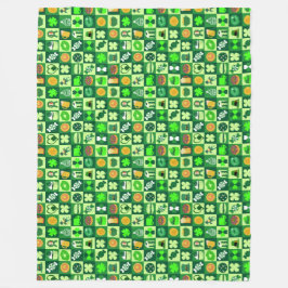 聖パトリックの日のアイコンのシームレスなパターン フリースブランケット