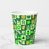 聖パトリックの日のアイコンのシームレスなパターン 紙コップ (裏面)