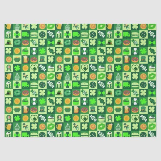 聖パトリックの日のアイコンのシームレスなパターン 薄葉紙 (正面)