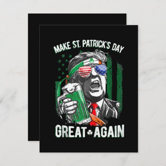 聖パトリックの日のトランプ風刺 Funny Make St Patrick's Day Great  ノートカード (正面/裏面)