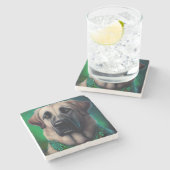 聖パトリックの日のドレスのアナトリアの羊飼い犬 ストーンコースター (横)