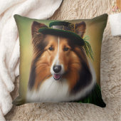 聖パトリックの日のドレスのラフなコリー犬 クッション (ブランケット)