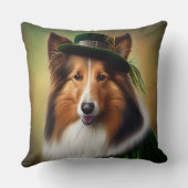 聖パトリックの日のドレスのラフなコリー犬 クッション (裏面)