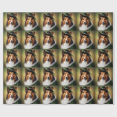 聖パトリックの日のドレスのラフなコリー犬 ラッピングペーパー (フラット)