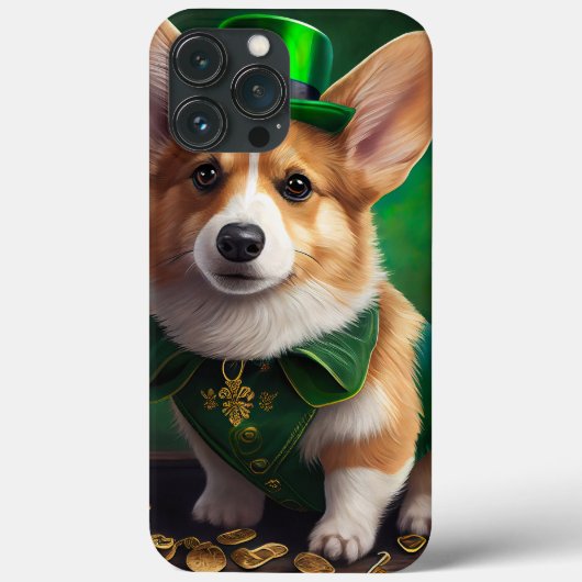 聖パトリックの日のドレスを着たコーギーの犬 Case-Mate iPhoneケース (裏面)