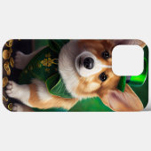 聖パトリックの日のドレスを着たコーギーの犬 Case-Mate iPhoneケース (裏面 (横))