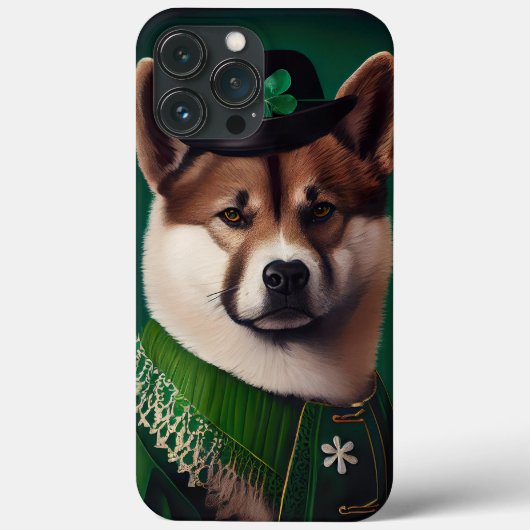 聖パトリックの日のドレスを着た秋田犬 Case-Mate iPhoneケース (裏面)