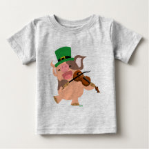 聖パトリックの日のバイオリニスト 豚 赤ちゃんTシャツ