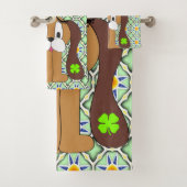 聖パトリックの日のバスルームのタオルが犬をセット バスタオルセット (インサイチュ)