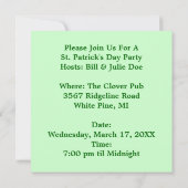 聖パトリックの日のパーティー招待状(歌とビール) 招待状 (裏面)