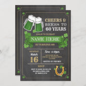 聖パトリックの日のパーティー お誕生日会 チョークボードデザイン 招待状 (正面/裏面)