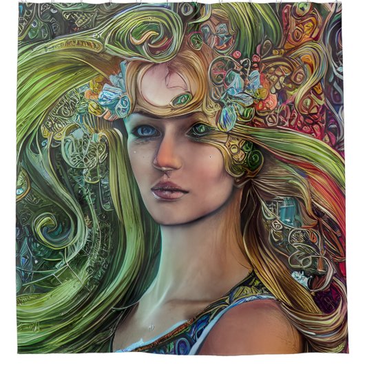 聖パトリックの日のファンタジー シャワーカーテン (正面)