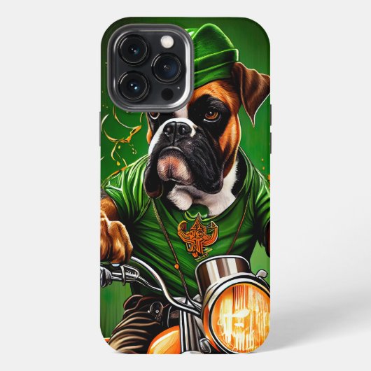 聖パトリックの日のボクサー犬の自転車 iPhoneケース (裏面)
