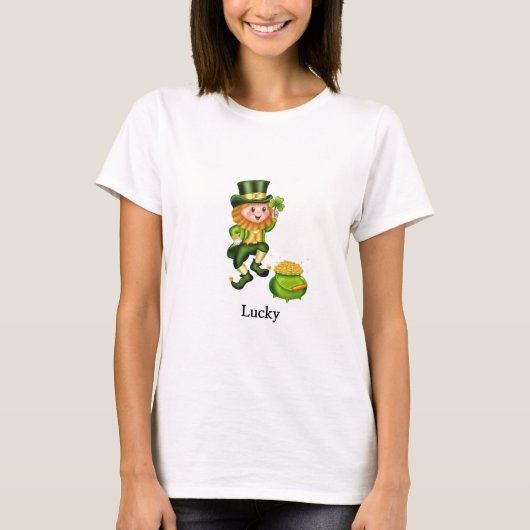 聖パトリックの日のレプラコーンと金貨 Tシャツ (正面)