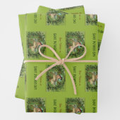 聖パトリックの日のヴィンテージガールとシャムロック ラッピングペーパーシート (インサイチュ)