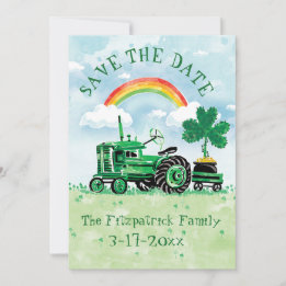 聖パトリックの日のヴィンテージトラクター日付を保存 セーブザデート