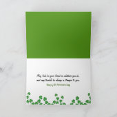 聖パトリックの日の四葉のクローバーを手に シーズンカード (内部)