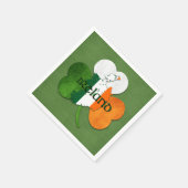 聖パトリックの日の地図アイルランド/クローバー スタンダードカクテルナプキン (角)