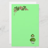 聖パトリックの日の小さなアイルランドの少女/シャムロック 便箋 (正面/裏面)