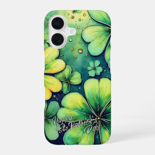 聖パトリックの日の幸運 - 水彩のシャムロック 🍀✨ iPhone 16ケース (裏面)