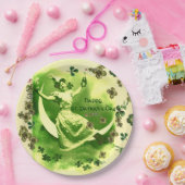 聖パトリックの日の月の女性,アイリッシュビール,シャムロック ペーパープレート (パーティー)