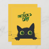 聖パトリックの日の猫おもしろい サンキューカード (正面/裏面)