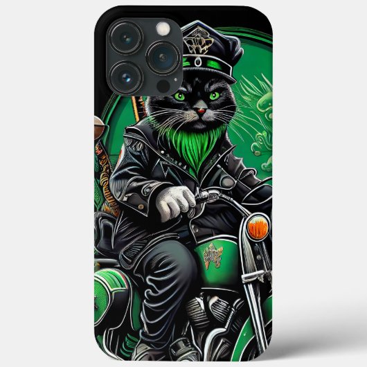 聖パトリックの日の自転車に乗る黒猫 Case-Mate iPhoneケース (裏面)