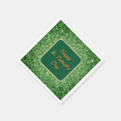 聖パトリックの日の輝くグリッターの緑のパターン スタンダードカクテルナプキン (角)