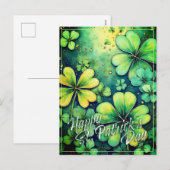 聖パトリックの日の運 – 水色シャームロック🍀✨ シーズンポストカード (正面/裏面)