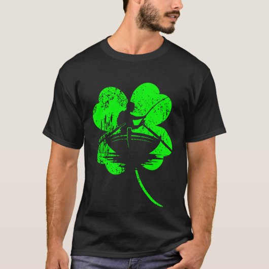 聖パトリックの日の釣りシャムロック 釣り Tシャツ (正面)
