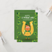 聖パトリックの日の馬蹄挨拶おもしろい カード (正面/裏面インサイチュ)