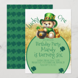 聖パトリックの日は可愛い誕生日ラッキーワン 招待状