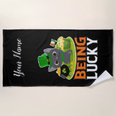 聖パトリックの日は幸運 ビーチタオル (正面)