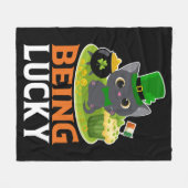 聖パトリックの日は幸運 フリースブランケット (正面(横))