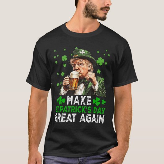 聖パトリックの日を再素晴らしび米国国旗のファンンにする Tシャツ (正面)