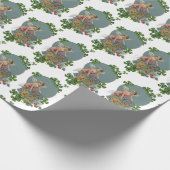 聖パトリックの日アイリッシュエンジェルスシャムロックの花 ラッピングペーパー (角)