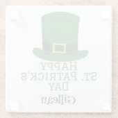 聖パトリックの日アイルランドの緑の帽子ラッキーシャムロック ガラスコースター (裏面)