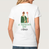 聖パトリックの日アイルランドの緑の帽子ラッキーシャムロック Tシャツ (裏面)