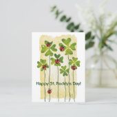 聖パトリックの日クローバー&ラディバグ ポストカード (スタンド正面)