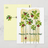 聖パトリックの日クローバー&ラディバグ ポストカード (正面/裏面)