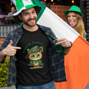 聖パトリックの日グリーンフクロウパーソナライズされた Tシャツ