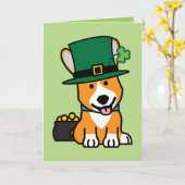 聖パトリックの日コルギ・レプレシャン犬の子犬ドギー カード (黄色い花)