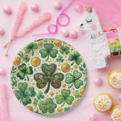 聖パトリックの日シャムロックと金ゴールドパターン ペーパープレート (パーティー)