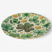 聖パトリックの日シャムロックと金ゴールドパターン ペーパープレート (アングル)