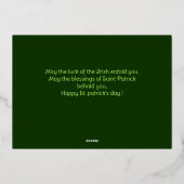 聖パトリックの日シャムロックの家族の写真コラージュ 箔シーズンカード (裏面)