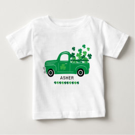 聖パトリックの日シャムロックトラックパーソナライズされた名 ベビーTシャツ
