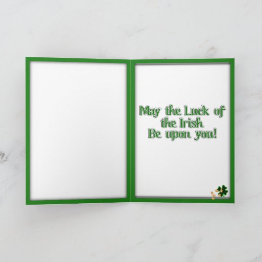 聖パトリックの日シャムロックフレーム（調整可能なネクタイ付き） カード (内部)